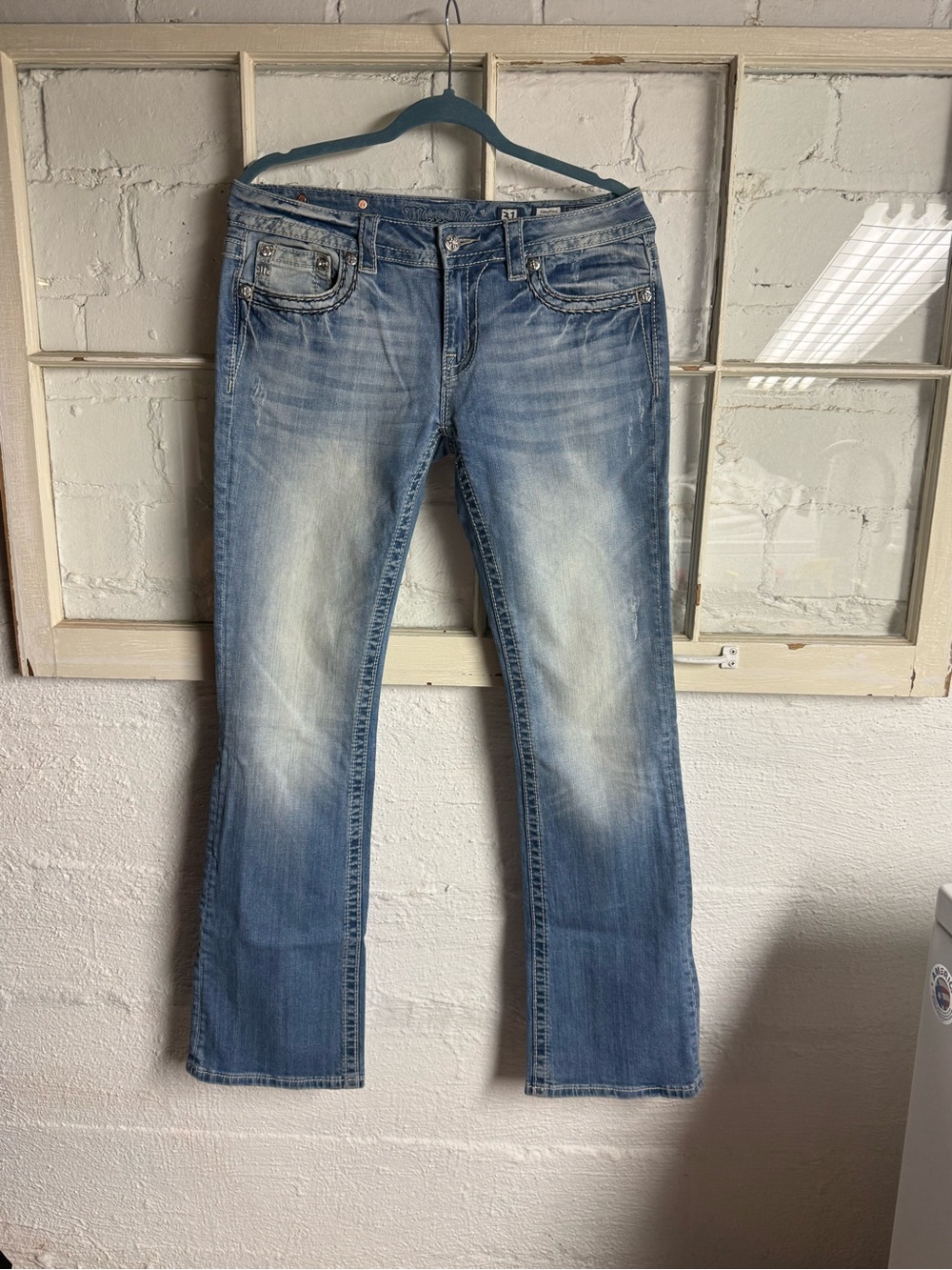 Miss Me Light Blue Faded Signature Bootcut Jeans - Picture 1 of 9